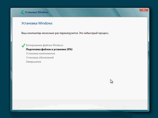 Процесс установки Windows 8